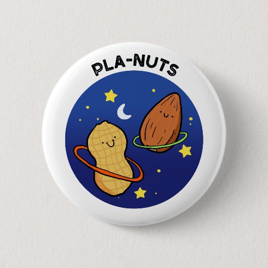 Pla-nuts Peanut Outer Space Pun Button Pin (Voorkant)