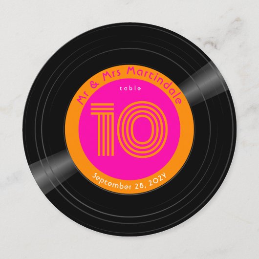 Plaat Disco Hot Roze Oranje Tafelnummer (Voorkant)