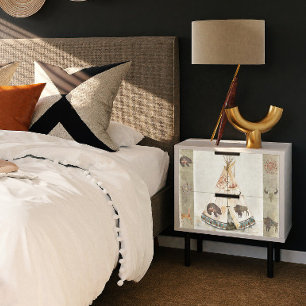 Plaat indiaanse inheemse teepee Buffalo deer ontko Tissuepapier