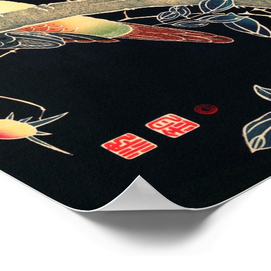 Plaat op de Tak van een Bloemende Struik van het R Poster (Hoek)