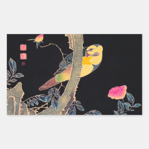 Plaat op de Tak van een Bloemende Struik van het R Rechthoekige Sticker