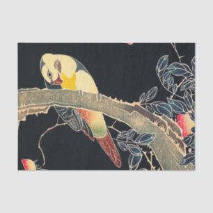 Plaat op de Tak van een Bloemende Struik van het R Tissuepapier