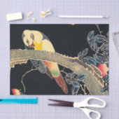 Plaat op de Tak van een Bloemende Struik van het R Tissuepapier (Craft)