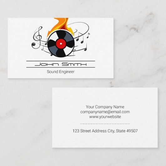 Plaat Vinyl Vlam | Muzieknotities Visitekaartje (Voorkant / Achterkant)