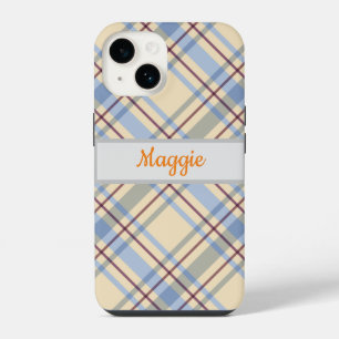 Plaatje voor monogrammen tartan plaid mode iPhone 14 hoesje