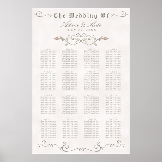 PLAATS 121-160 | Elegant Beauty Wedding Poster (Voorkant)