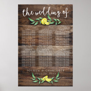 PLAATS 31 - 60   Rustic Wood Lemon Wedding Poster
