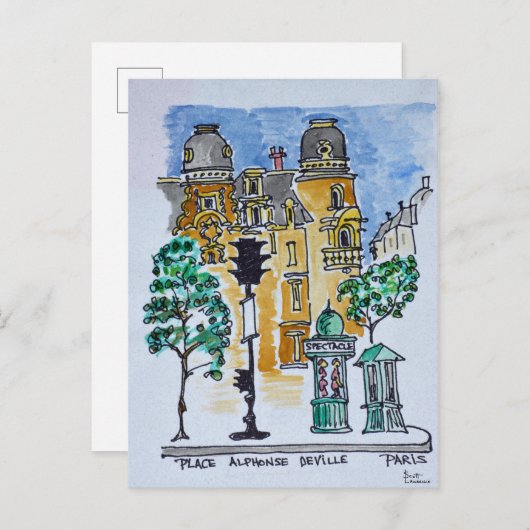 Plaats Alphonse Deville | Parijs, Frankrijk Briefkaart (Voorkant / Achterkant)