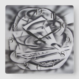 Plaats bij Rest Backward Clock Black en White Vierkante Klok