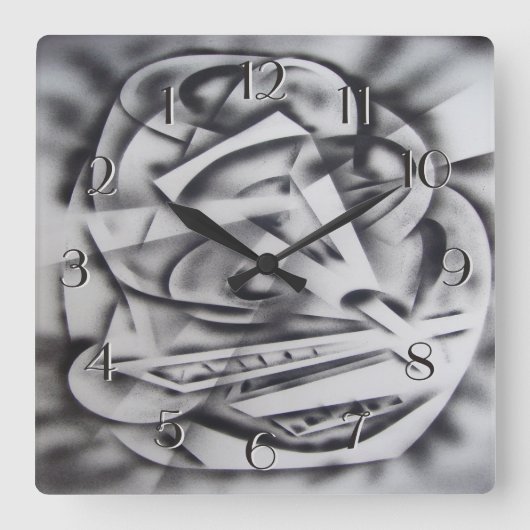 Plaats bij Rest Backward Clock Black en White Vierkante Klok (Voorkant)