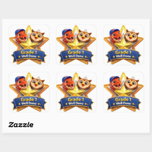 Plaats cijfer één goed gedaan prestatie zes grote vierkante sticker