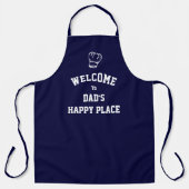 PLAATS DAD'S HAPPY | Chef-Pet | Aangepaste BLAUW Schort (Voorkant)