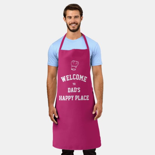 PLAATS DAD'S HAPPY | Chef-Pet | Aangepaste PINK Schort (Gedragen)