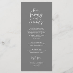 Plaats de instelling bedankt, minimale donkergrijz programmakaart