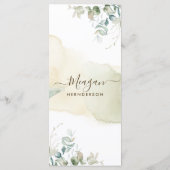 Plaats de kaart/het Menu, Elegant Greenery en Wate Menu (Achterkant)