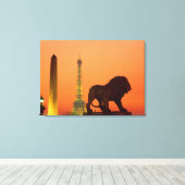 Plaats de la Concorde; Eiffeltoren; Obelisk; Canvas Afdruk (Insitu (Houten vloer))