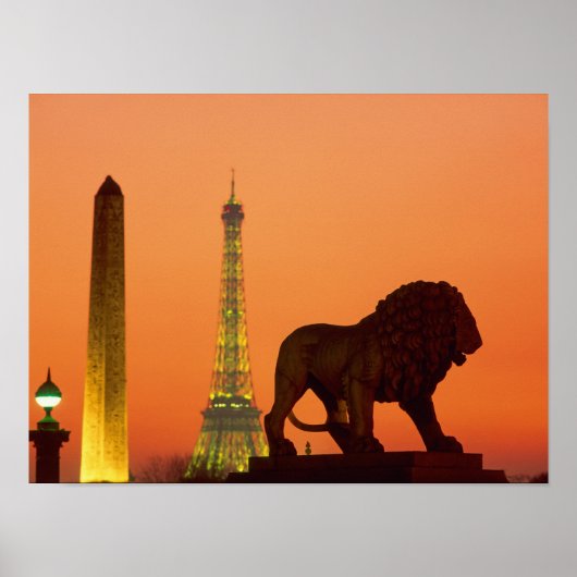 Plaats de la Concorde; Eiffeltoren; Obelisk; Poster (Voorkant)