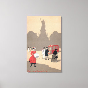 Plaats de la Republique Art Deco Scene Canvas Afdruk