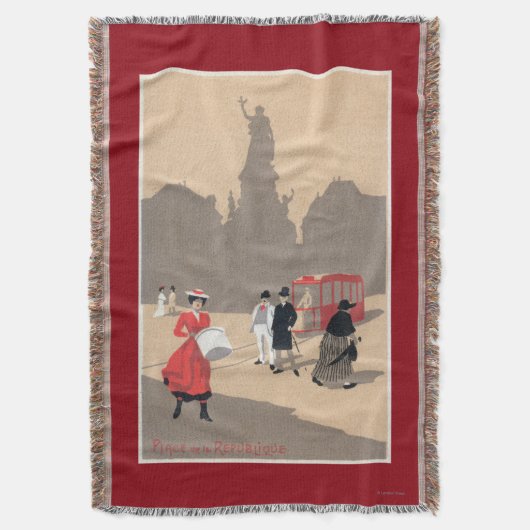 Plaats de la Republique Art Deco Scene Deken (Voorkant Verticaal)