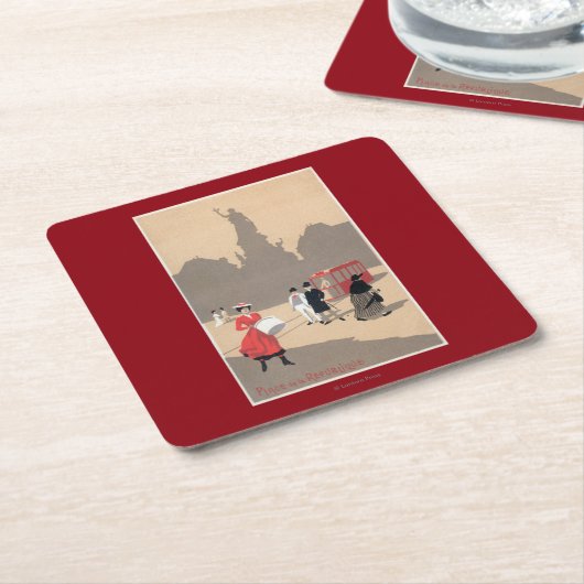 Plaats de la Republique Art Deco Scene Kartonnen Onderzetters (Schuin)