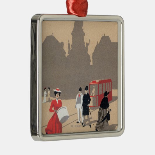 Plaats de la Republique Art Deco Scene Metalen Ornament (Rechts)
