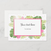 Plaats de tropische roze goudhawaii-palmbladeren o informatiekaartje (Voorkant / Achterkant)