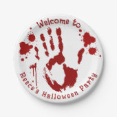 plaats delict bloederige handafdruk bloed verstroo papieren bordje (Voorkant)