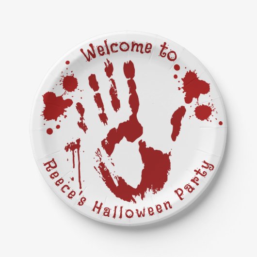plaats delict bloederige handafdruk bloed verstroo papieren bordje (Voorkant)