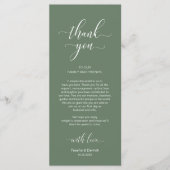 Plaats die Dank u plaatsen, Elegante Salie Groene Programmakaart (Voorkant)