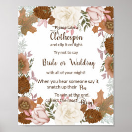 Plaats een Clothes Pin Boho Autumn Shower Game Sig Poster