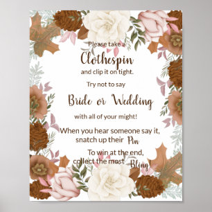 Plaats een Clothes Pin Boho Autumn Shower Game Sig Poster