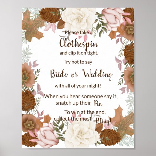 Plaats een Clothes Pin Boho Autumn Shower Game Sig Poster (Voorkant)
