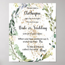 Plaats een Clothespin Herbal Shower Game Sign Poster