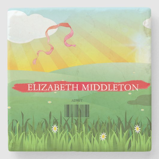 Plaats escorte Name Seating Tiles Rustic Festival Stenen Onderzetter (Voorkant)