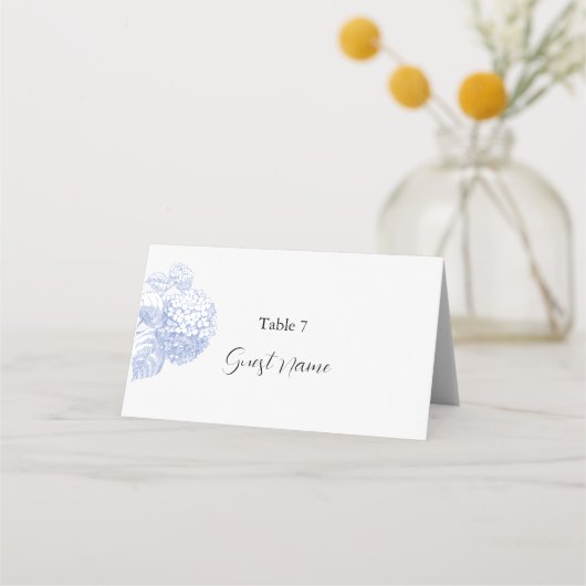 Plaats & escortkaart met Hydrangea Plaatskaartje (Voorkant)