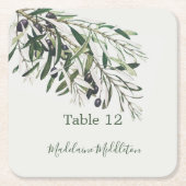 Plaats Escortnaam Zitplaats Italiaans Olijftak Kartonnen Onderzetters (Voorkant)