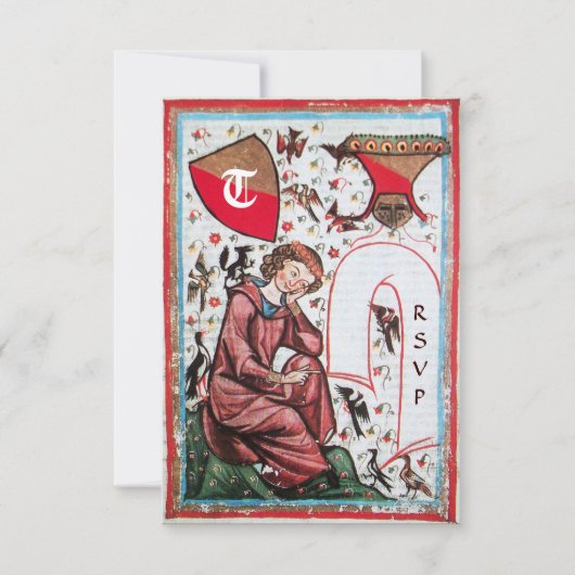 PLAATS IN DE GARDEN VAN VOGELMONOGRAM rsvp Kaart (Voorkant)