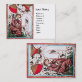 PLAATS IN DE GARDEN VAN VOGELS Medieval Miniatuur Visitekaartje (Voorkant / Achterkant)