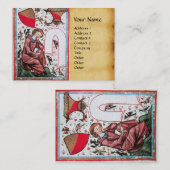 PLAATS IN DE GARDEN VAN VOGELS Medieval perkament Visitekaartje (Voorkant / Achterkant)