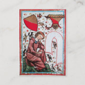 PLAATS IN DE GARDEN VAN VOGELS Medieval perkament Visitekaartje (Achterkant)