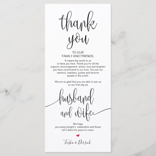 Plaats Instelling Bedankt Kaart voor het Trouwdine (Voorkant)