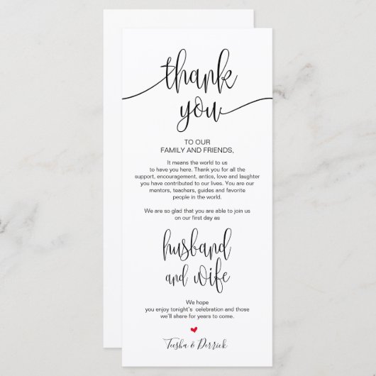 Plaats Instelling Bedankt Kaart voor het Trouwdine (Voorkant / Achterkant)