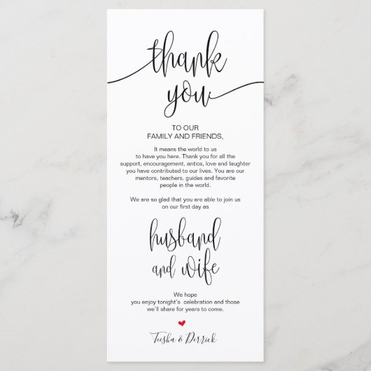 Plaats Instelling Bedankt Kaart voor het Trouwdine (Voorkant)