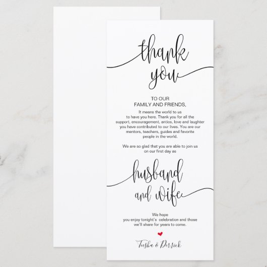 Plaats Instelling Bedankt Kaart voor het Trouwdine (Voorkant / Achterkant)