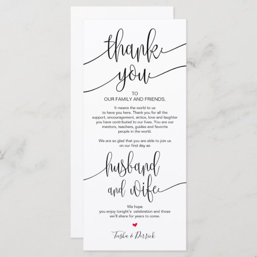 Plaats Instelling Bedankt Kaart voor het Trouwdine (Voorkant / Achterkant)