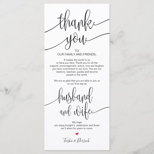 Plaats Instelling Bedankt Kaart voor het Trouwdine (Voorkant)