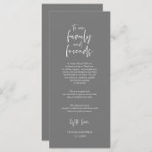 Plaats instelling Dank u, minimalistische donkergr Programmakaart (Voorkant / Achterkant)