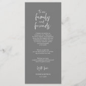 Plaats instelling Dank u, minimalistische donkergr Programmakaart (Voorkant)