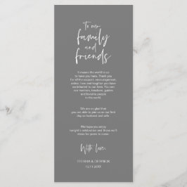 Plaats instelling Dank u, minimalistische donkergr Programmakaart