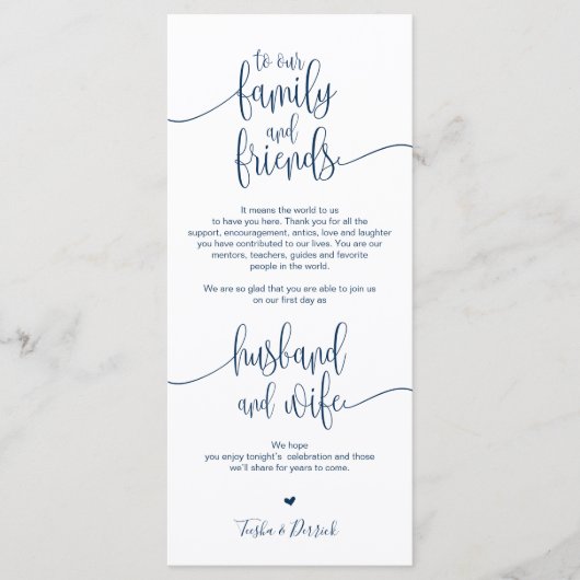 Plaats Instelling Hartelijk dank voor uw huwelijks Programmakaart (Voorkant)